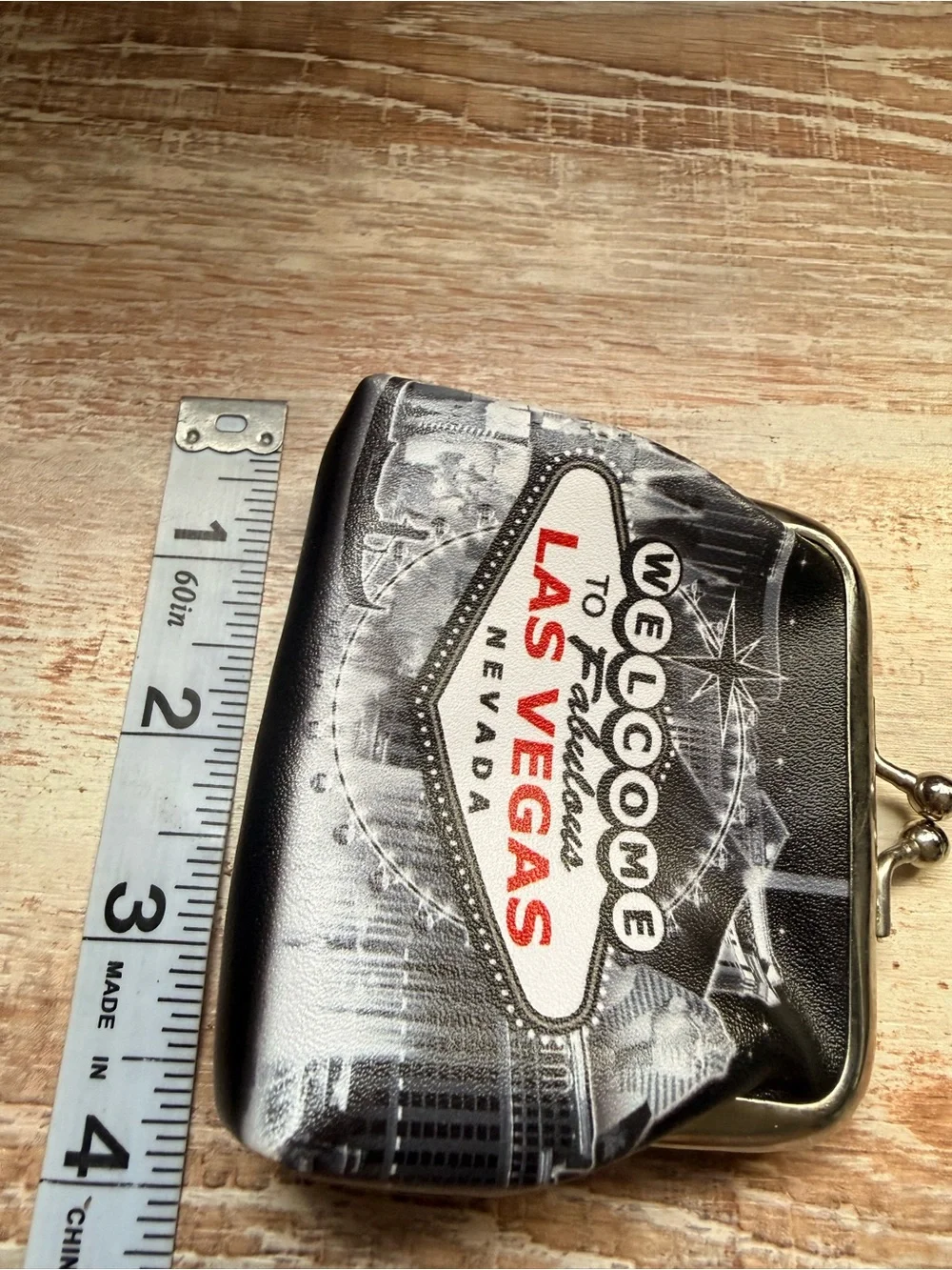Las Vegas Black Coin Purse with Silver Frame